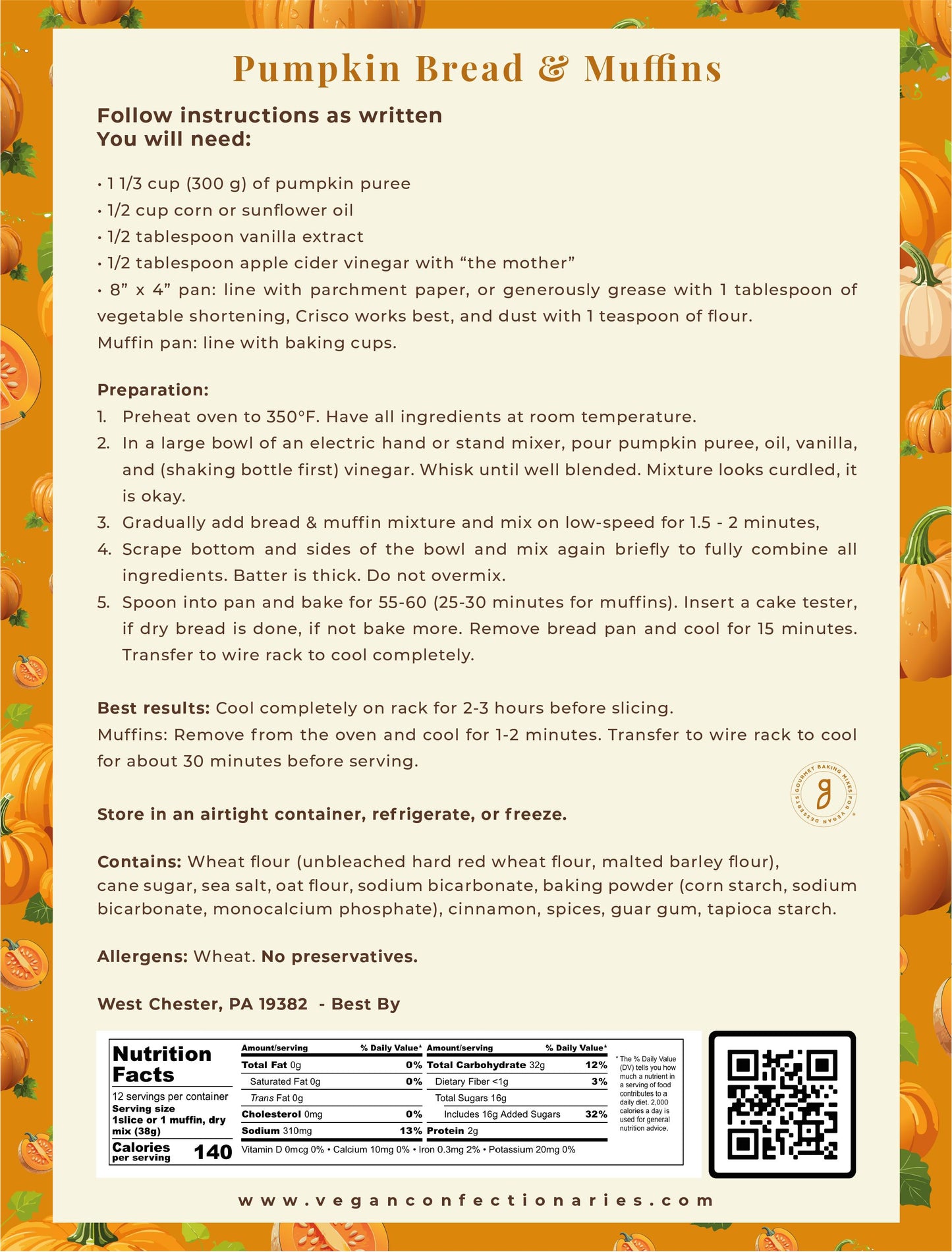 Pumpkin Bread/Muffin Mix