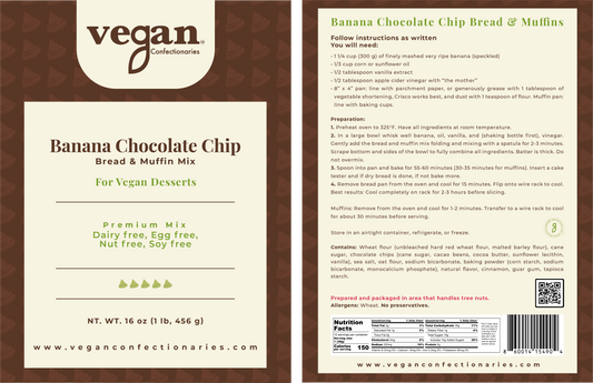 Banana Chocolate Chip Bread Mix - Vegan Antioxidant Rich Baking